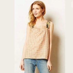 Vineet Bahl Anthropologie Gold Plaid Tank